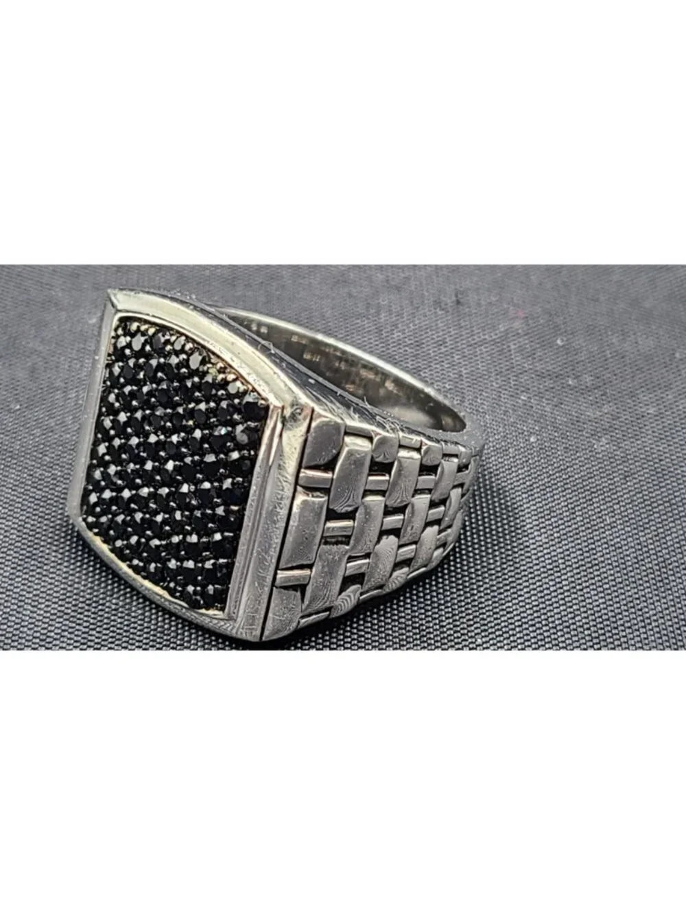MGW Men's Black Sapphire Pavé Sterling Silver Ring Size 9 17g 2ct
